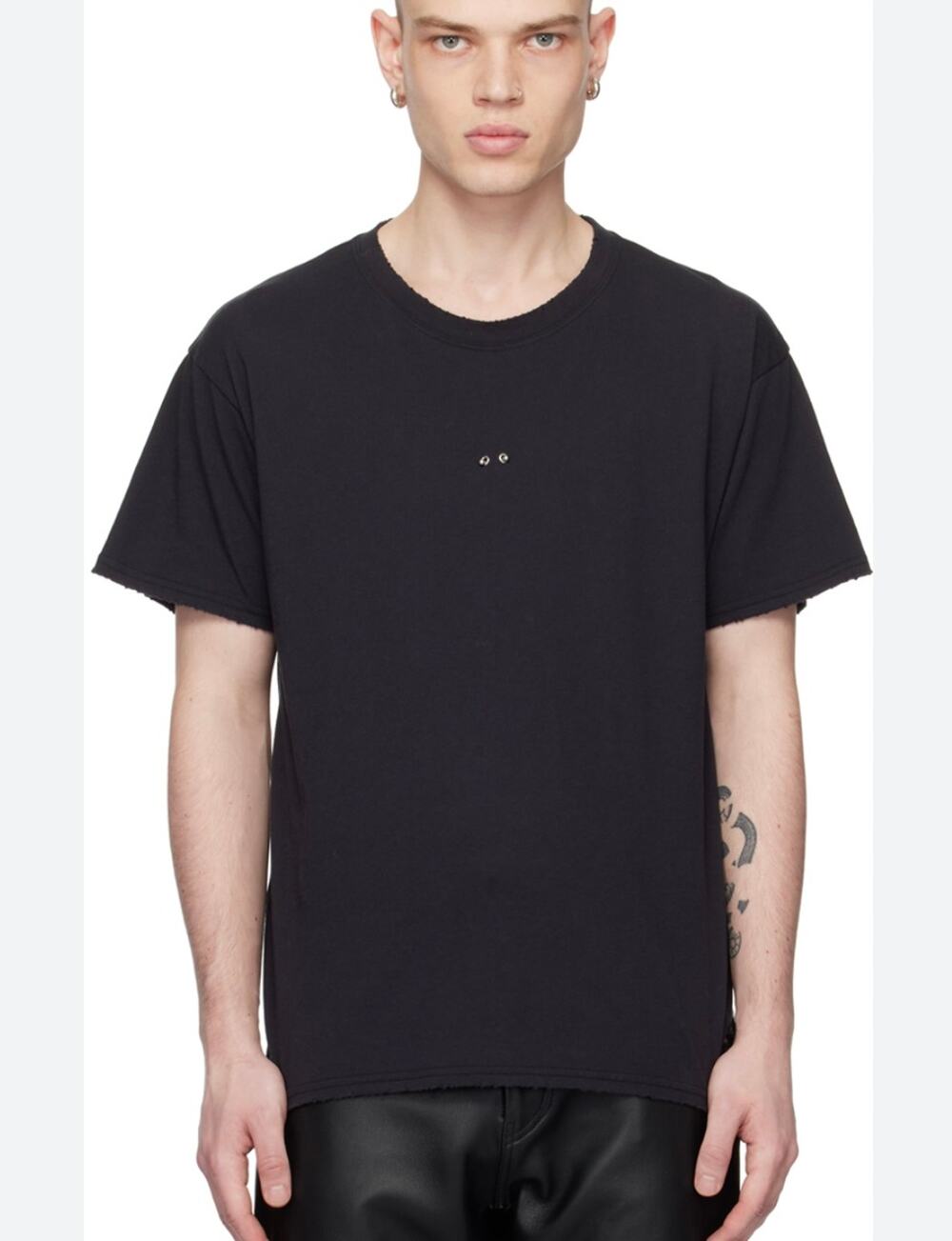 ALTU Altuzarra Distressed T-Shirt - Graphic Hardware - Black - Size 2 - Medium